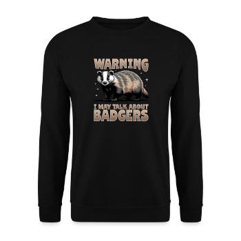 Funny Animal Badger - Unisex Pullover - Schwarz - Vorne - Alina (178cm) & Michal (187cm)
