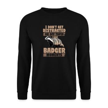 Funny Animal Badger - Unisex Pullover - Schwarz - Vorne - Alina (178cm) & Michal (187cm)