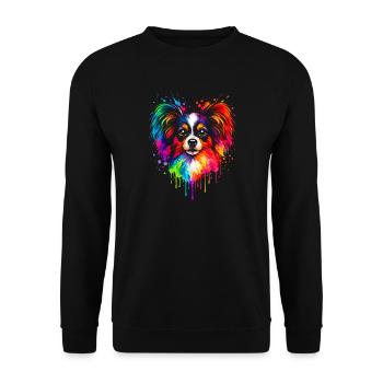 Papillon | Zwergspaniel Pop Art - Unisex Pullover - Schwarz - Vorne - Alina (178cm) & Michal (187cm)