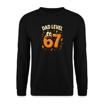 Dad Level 67 Six Seven Meme Father Dad Humor - Unisex Sweatshirt - black - Front - Alina (178cm) & Michal (187cm)