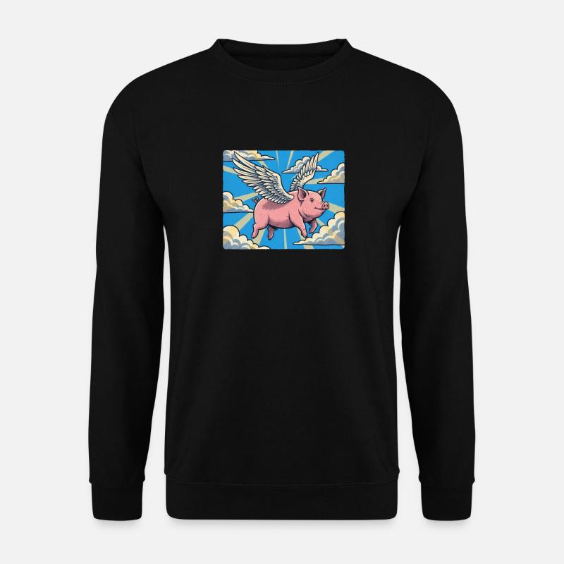 Pig flight in the cloud beam - Unisex Sweatshirt - black