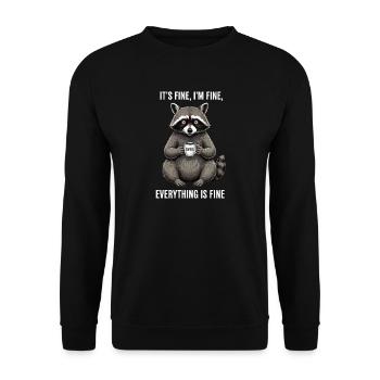 Its Fine In Fine Coffee Raccoon Humor - Unisex Sweatshirt - black - Front - Alina (178cm) & Michal (187cm)