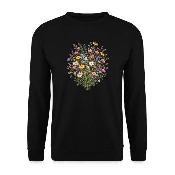 Vintage Blumen-Frauen-Wildblumen-Gartengarten - Unisex Pullover - Schwarz - Vorne - Alina (178cm) & Michal (187cm)