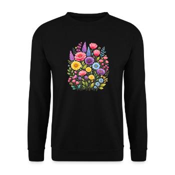 Vintage Blumen-Frauen-Wildblumen-Gartengarten - Unisex Pullover - Schwarz - Vorne - Alina (178cm) & Michal (187cm)