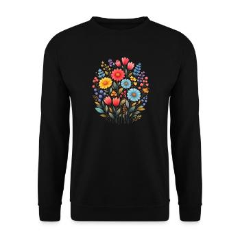Vintage Blumen-Frauen-Wildblumen-Gartengarten - Unisex Pullover - Schwarz - Vorne - Alina (178cm) & Michal (187cm)