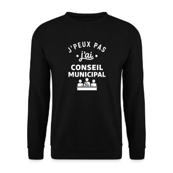 J’peux pas j’ai Conseil Municipal - Sweat-shirt Unisexe - noir - Devant - Alina (178cm) & Michal (187cm)