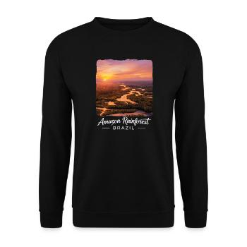  Regenwald Sonnenuntergang Brasilien - Unisex Pullover - Schwarz - Vorne - Alina (178cm) & Michal (187cm)