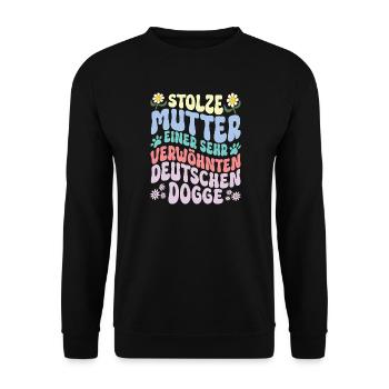 Stolze Hundemama einer Dogge - Unisex Pullover - Schwarz - Vorne - Alina (178cm) & Michal (187cm)