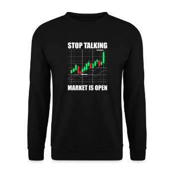 Stop talking stock market stock market traders - Unisex Sweatshirt - black - Front - Alina (178cm) & Michal (187cm)