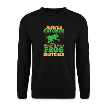 Frog Catcher Jumper Catcher Always A Proud Frog - Unisex Sweatshirt - black - Front - Alina (178cm) & Michal (187cm)