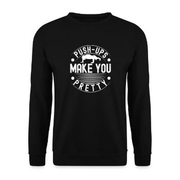 Gym Junkies Push-Ups Make Pretty Calisthenics - Unisex Sweatshirt - black - Front - Alina (178cm) & Michal (187cm)