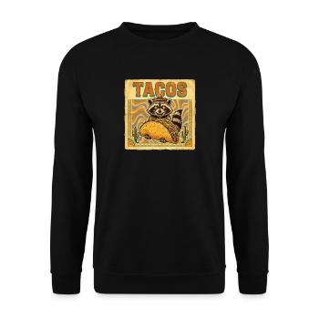 Tacos Waschbär Sombrero Mexikanisches Streetfood - Unisex Pullover - Schwarz - Vorne - Alina (178cm) & Michal (187cm)