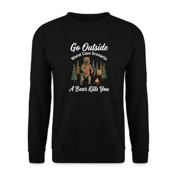 Wandern Camping Trekking Draußen Natur Berg - Unisex Pullover - Schwarz - Vorne - Alina (178cm) & Michal (187cm)