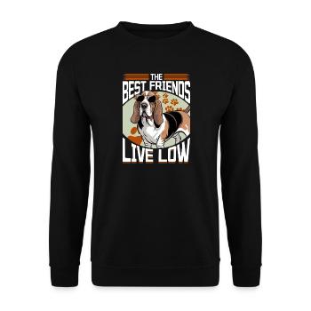 Funny Dog Breed Basset Hound - Unisex Pullover - Schwarz - Vorne - Alina (178cm) & Michal (187cm)