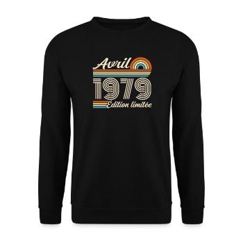  Avril 1979 anniversaire rétro 1979 April 1979 - Sweat-shirt Unisexe - noir - Devant - Alina (178cm) & Michal (187cm)