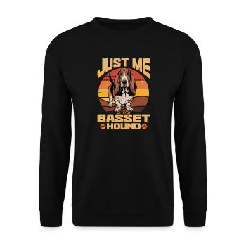 Funny Dog Breed Basset Hound - Unisex Pullover - Schwarz - Vorne - Alina (178cm) & Michal (187cm)