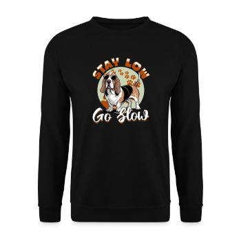 Funny Dog Breed Basset Hound - Unisex Pullover - Schwarz - Vorne - Alina (178cm) & Michal (187cm)