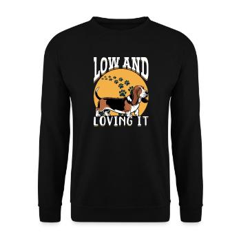 Funny Dog Breed Basset Hound - Unisex Pullover - Schwarz - Vorne - Alina (178cm) & Michal (187cm)