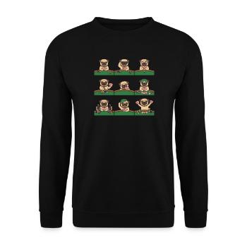 Lustiger Mops Poker Kartenspiel Hund - Unisex Pullover - Schwarz - Vorne - Alina (178cm) & Michal (187cm)