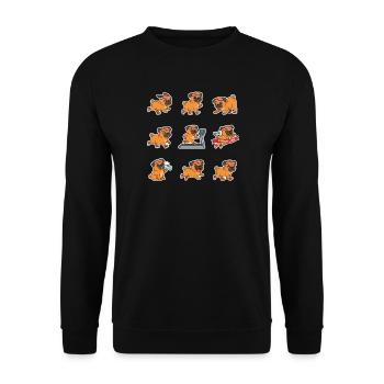 Lustiger Mops Joggen Marathon Laeufer - Unisex Pullover - Schwarz - Vorne - Alina (178cm) & Michal (187cm)