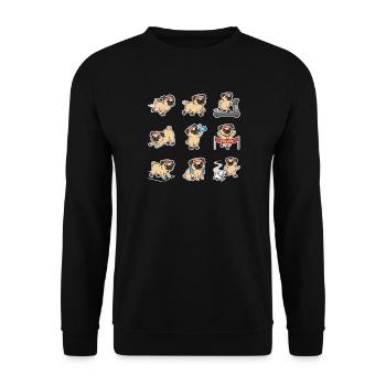 Lustiger Mops Joggen Marathon Laeufer - Unisex Pullover - Schwarz - Vorne - Alina (178cm) & Michal (187cm)