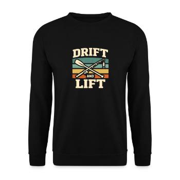 Treiben & Drillen | Kajak Angeln Retro - Unisex Pullover - Schwarz - Vorne - Alina (178cm) & Michal (187cm)