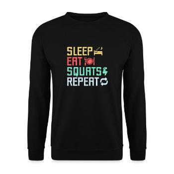 Fitness Fanatics Sleep Eat Squats Repeat - Unisex Sweatshirt - black - Front - Alina (178cm) & Michal (187cm)