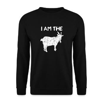 Ich bin die GOAT-Silhouette - Unisex Pullover - Schwarz - Vorne - Alina (178cm) & Michal (187cm)