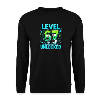 Level 67 Unlocked Six Seven Italian Brainrot Gamer - Unisex Sweatshirt - black - Front - Alina (178cm) & Michal (187cm)