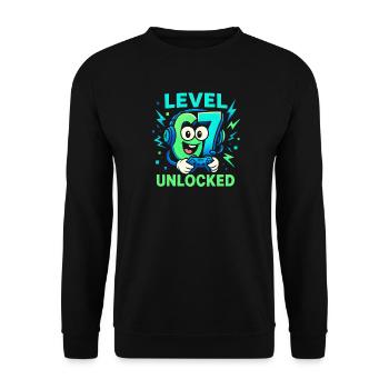 Level 67 Unlocked Six Seven Italian Brainrot Gamer - Unisex Sweatshirt - black - Front - Alina (178cm) & Michal (187cm)