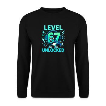 Level 67 Unlocked Six Seven Italian Brainrot Gamer - Unisex Sweatshirt - black - Front - Alina (178cm) & Michal (187cm)