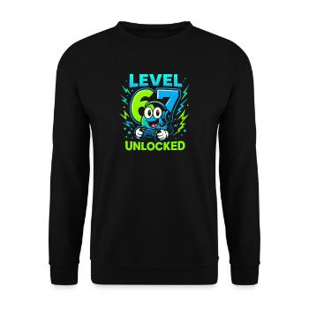 Level 67 Unlocked Six Seven Italian Brainrot Gamer - Unisex Sweatshirt - black - Front - Alina (178cm) & Michal (187cm)