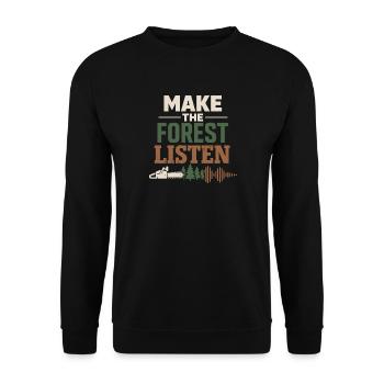 lumberjack therapy, logger therapy humor, - Unisex Sweatshirt - black - Front - Alina (178cm) & Michal (187cm)
