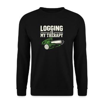 lumberjack therapy, logger therapy humor, - Unisex Sweatshirt - black - Front - Alina (178cm) & Michal (187cm)