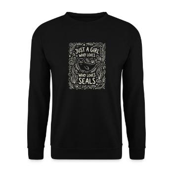 Mädchen liebt Robben Motiv - Unisex Pullover - Schwarz - Vorne - Alina (178cm) & Michal (187cm)