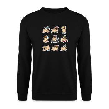 Lustiger Mops Joggen Marathon Laeufer - Unisex Pullover - Schwarz - Vorne - Alina (178cm) & Michal (187cm)