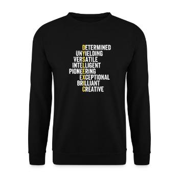Pile d’adjectifs d’accent jaune - Sweat-shirt Unisexe - noir - Devant - Alina (178cm) & Michal (187cm)