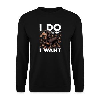 Teckel de race de chien drôle - Sweat-shirt Unisexe - noir - Devant - Alina (178cm) & Michal (187cm)