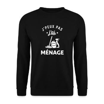 J'peux pas j'ai ménage - Sweat-shirt Unisexe - noir - Devant - Alina (178cm) & Michal (187cm)