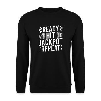 Joueur de casino prêt à gagner le jackpot à répétition - Sweat-shirt Unisexe - noir - Devant - Alina (178cm) & Michal (187cm)