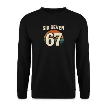 Six Seven 67 Italian Brainrot Retro Sunset Meme - Unisex Sweatshirt - black - Front - Alina (178cm) & Michal (187cm)