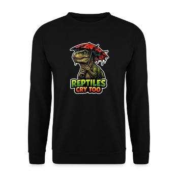 Emo Dinosaur, Sad Dino, Emotional - Unisex Sweatshirt - black - Front - Alina (178cm) & Michal (187cm)