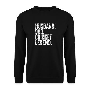 Cricket Legend: Husband and Dad Tee - Unisex Sweatshirt - black - Front - Alina (178cm) & Michal (187cm)