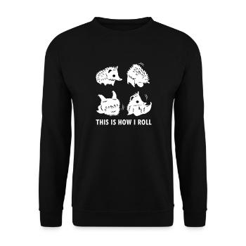 Hedgehogs Roll: Cute Quirk - Unisex Sweatshirt - black - Front - Alina (178cm) & Michal (187cm)