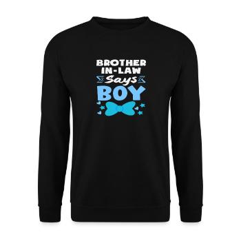 StiefbruderSagt Junge Gender Reveal Party - Unisex Pullover - Schwarz - Vorne - Alina (178cm) & Michal (187cm)