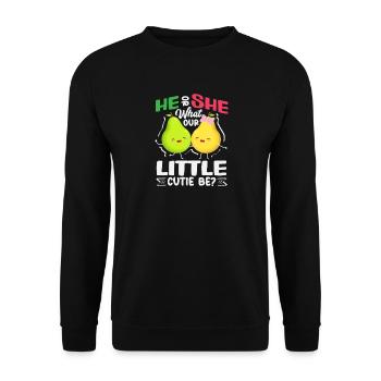 Er Oder Sie Kleiner Schatz Birnen Gender Reveal - Unisex Pullover - Schwarz - Vorne - Alina (178cm) & Michal (187cm)