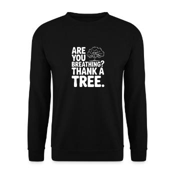 Tu respires ? Remercie un arbre. - Sweat-shirt Unisexe - noir - Devant - Alina (178cm) & Michal (187cm)