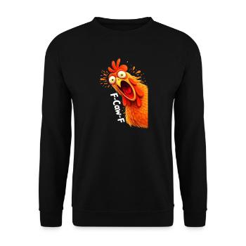 F-Caw-F Graphique drôle de mème de coq de poulet - Sweat-shirt Unisexe - noir - Devant - Alina (178cm) & Michal (187cm)