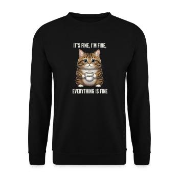Its Fine Im Fine Coffee Cat Humor - Unisex Sweatshirt - black - Front - Alina (178cm) & Michal (187cm)