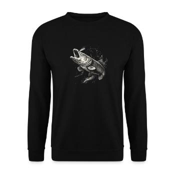 Brochet pêcheur - Sweat-shirt Unisexe - noir - Devant - Alina (178cm) & Michal (187cm)